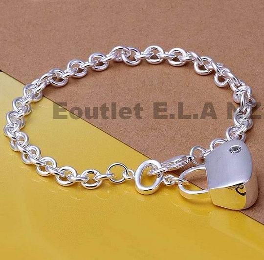 22x20mm 3D HANDBAG SILVER BRACELET-21cm